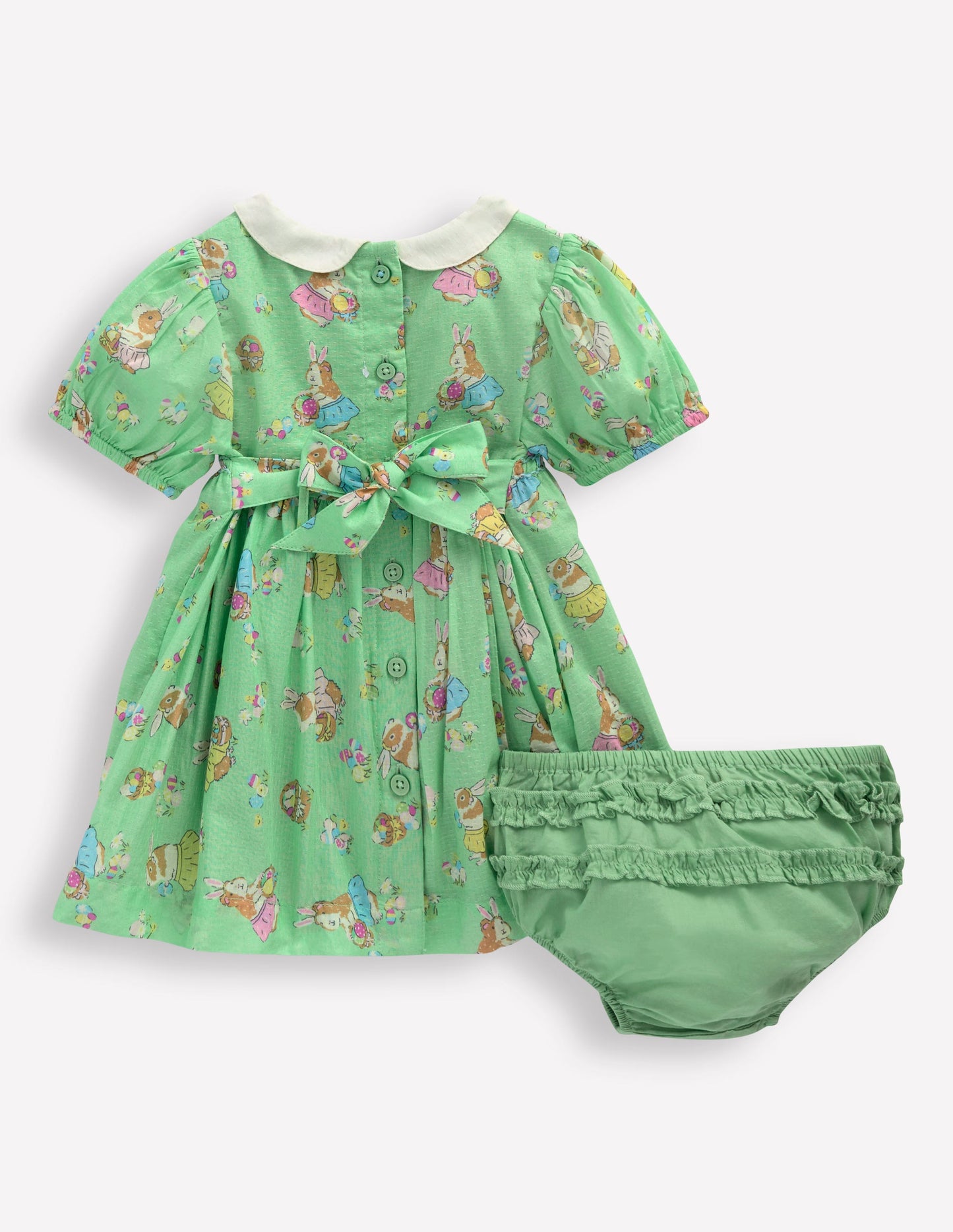 Traditional Smock Dress-Green Guineas