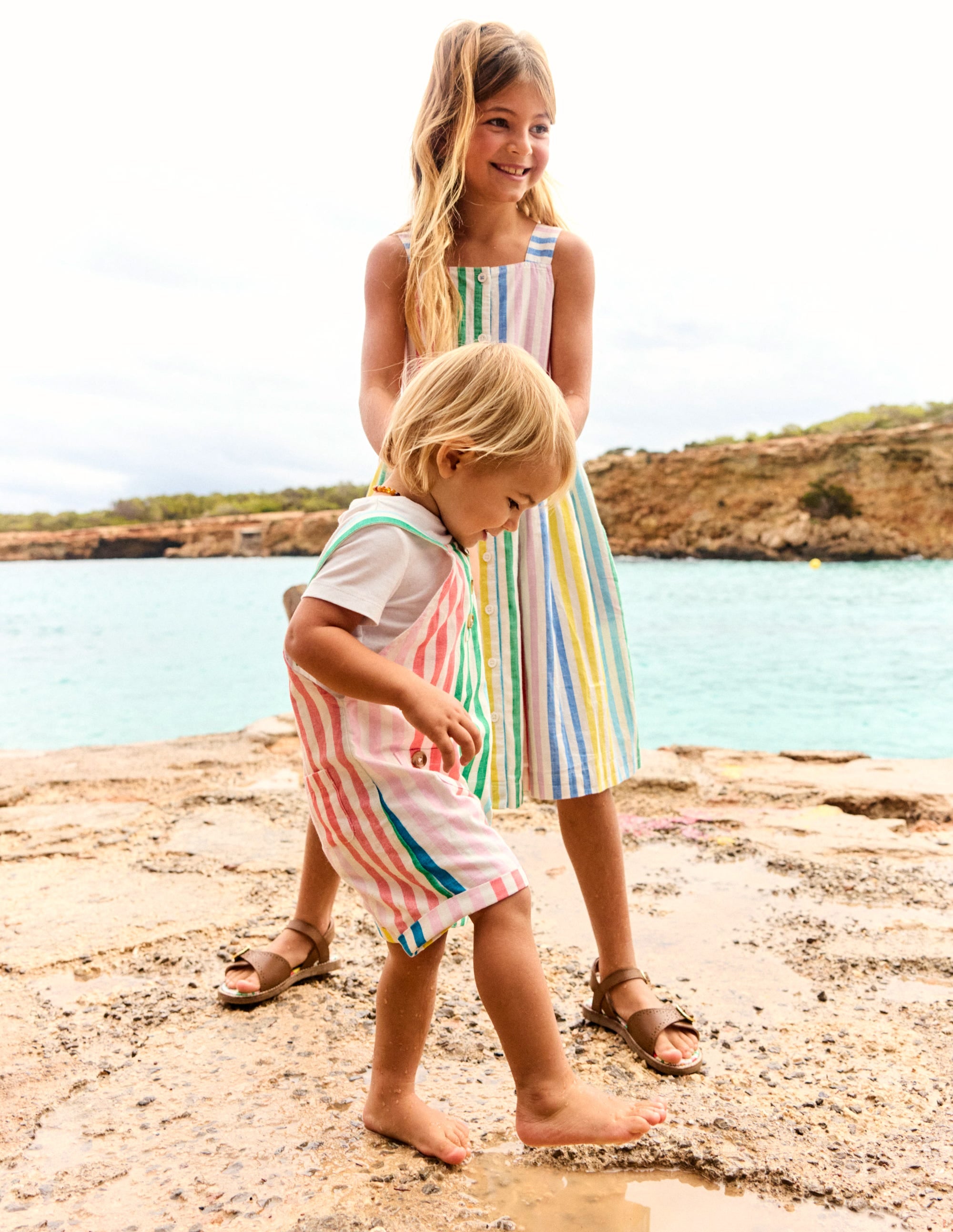 Button Overalls Set-Multi Stripe - Image 4