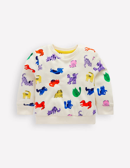 Printed Sweatshirt-Multi Spaced Rainbow Pets