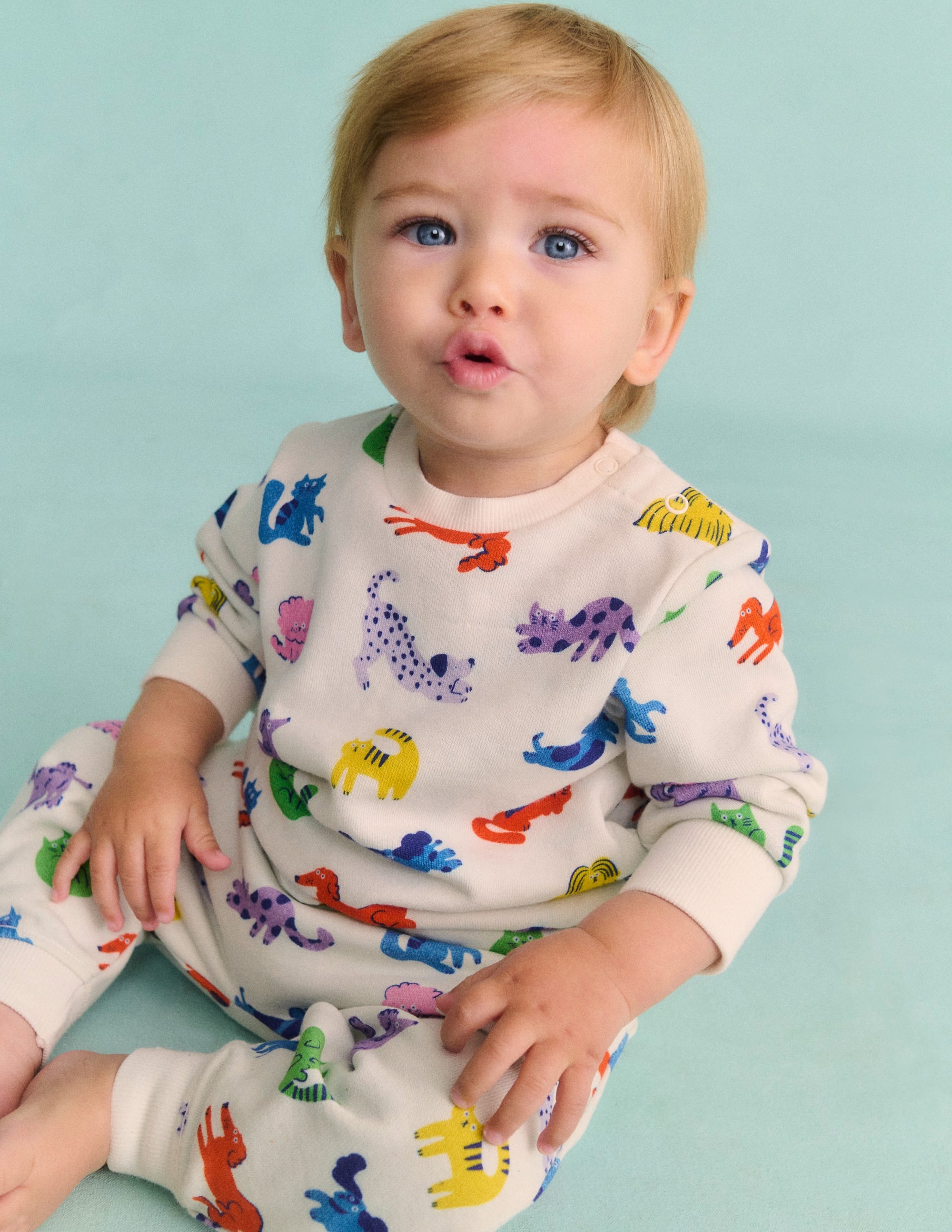 Printed Sweatshirt-Multi Spaced Rainbow Pets - Image 4
