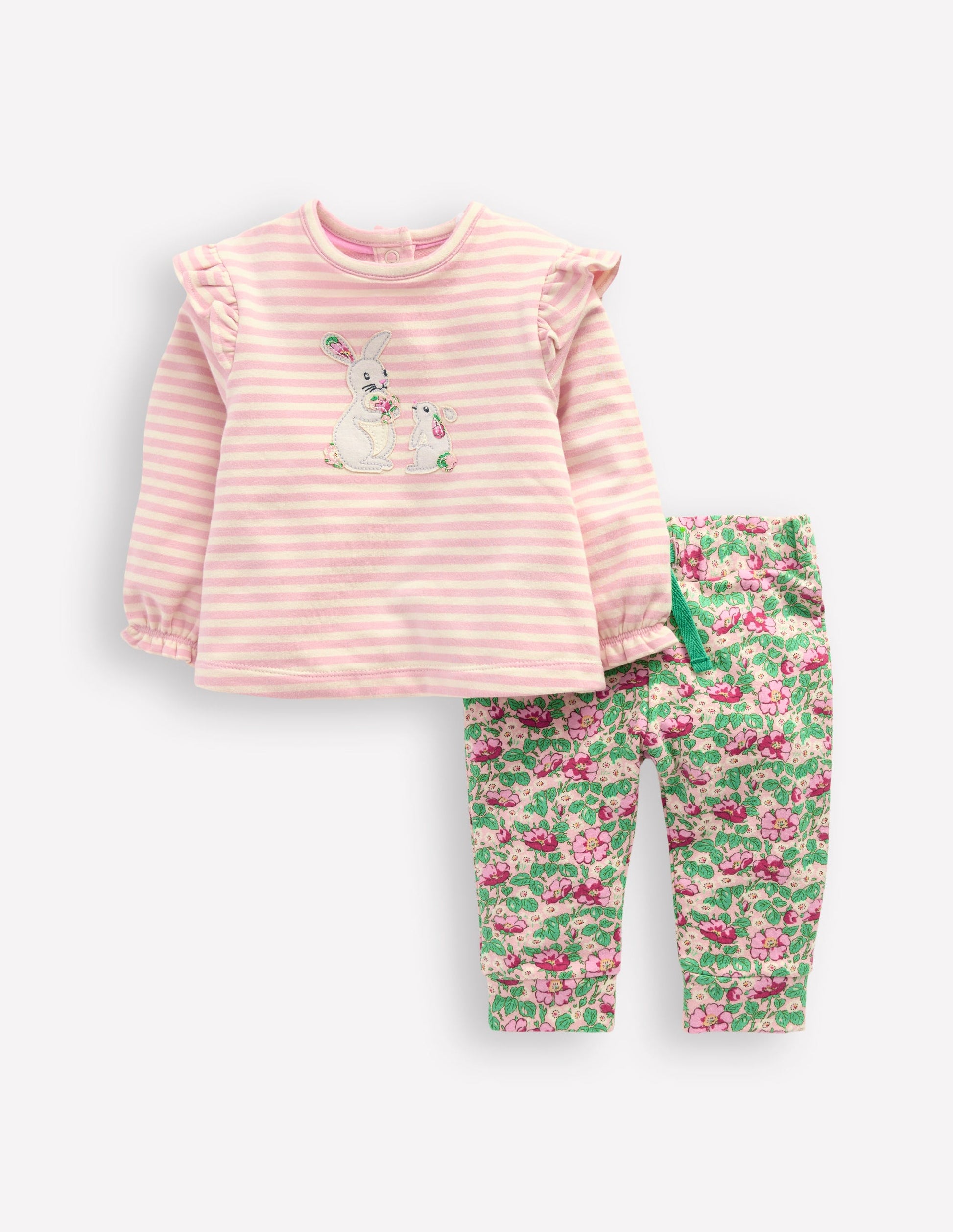 Appliqué Jersey Play Set-Almond Pink/ Soft Ivory-1