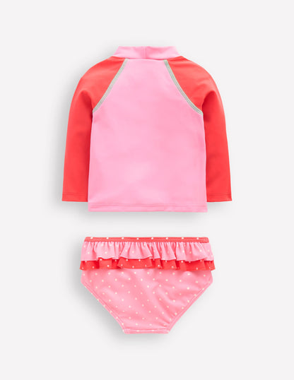 Frilly Rash Vest Set-Bubblegum Pink Strawberry