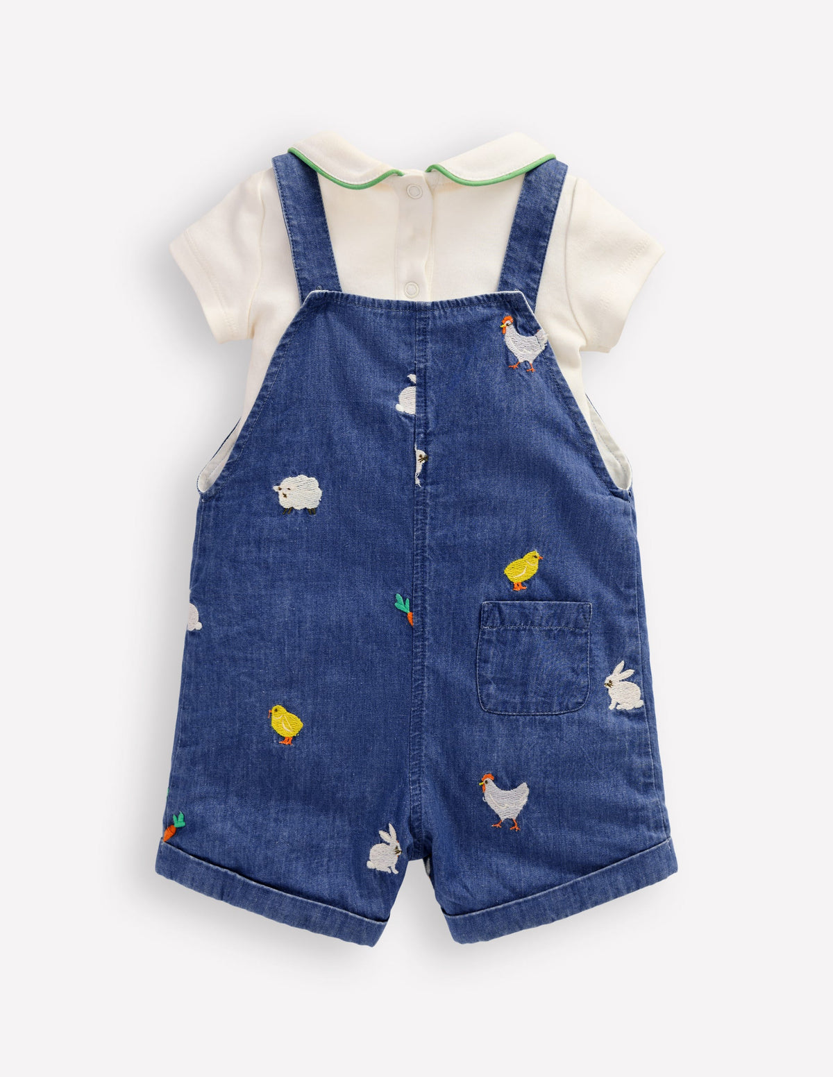 Embroidered Overalls Set-Denim Easter Embroidery - Image 2