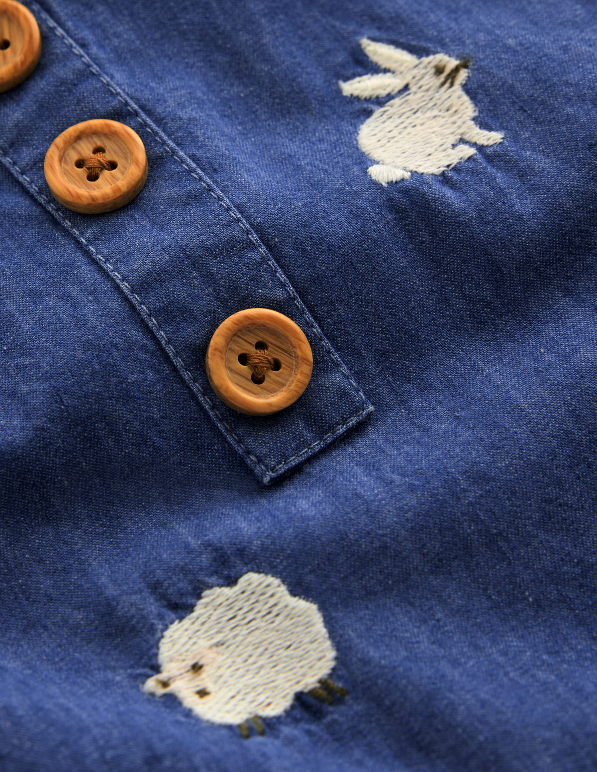 Embroidered Overalls Set-Denim Easter Embroidery - Image 3