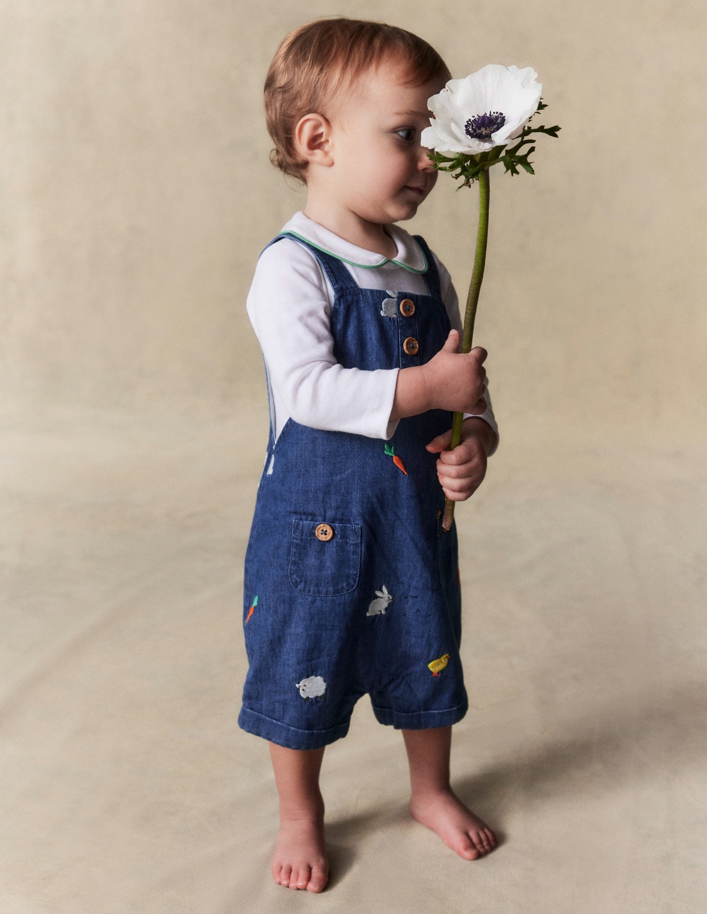 Embroidered Overalls Set-Denim Easter Embroidery