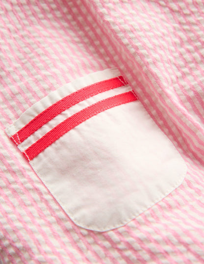 Heritage Nautical Romper-Pink Ticking Stripe