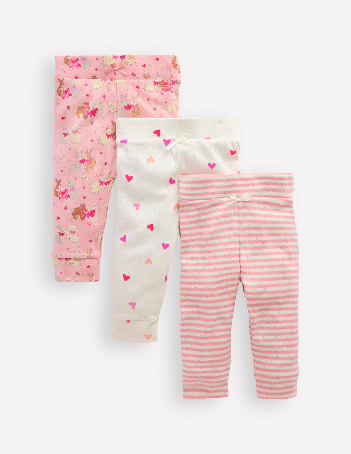 3-pack Pointelle Leggings-Pink Love Bunnies - Image 1