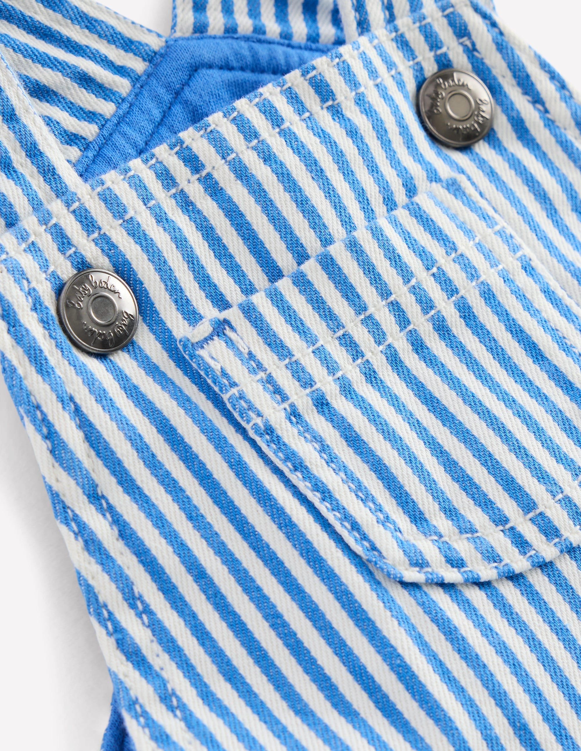 Woven Dungarees-Blue Ticking Stripe - Image 3