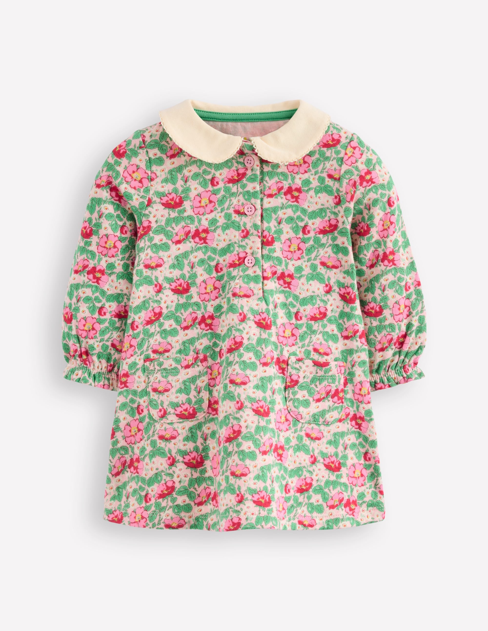 Jersey Doublecloth Dress-Pink Wild Rose Floral - Image 1