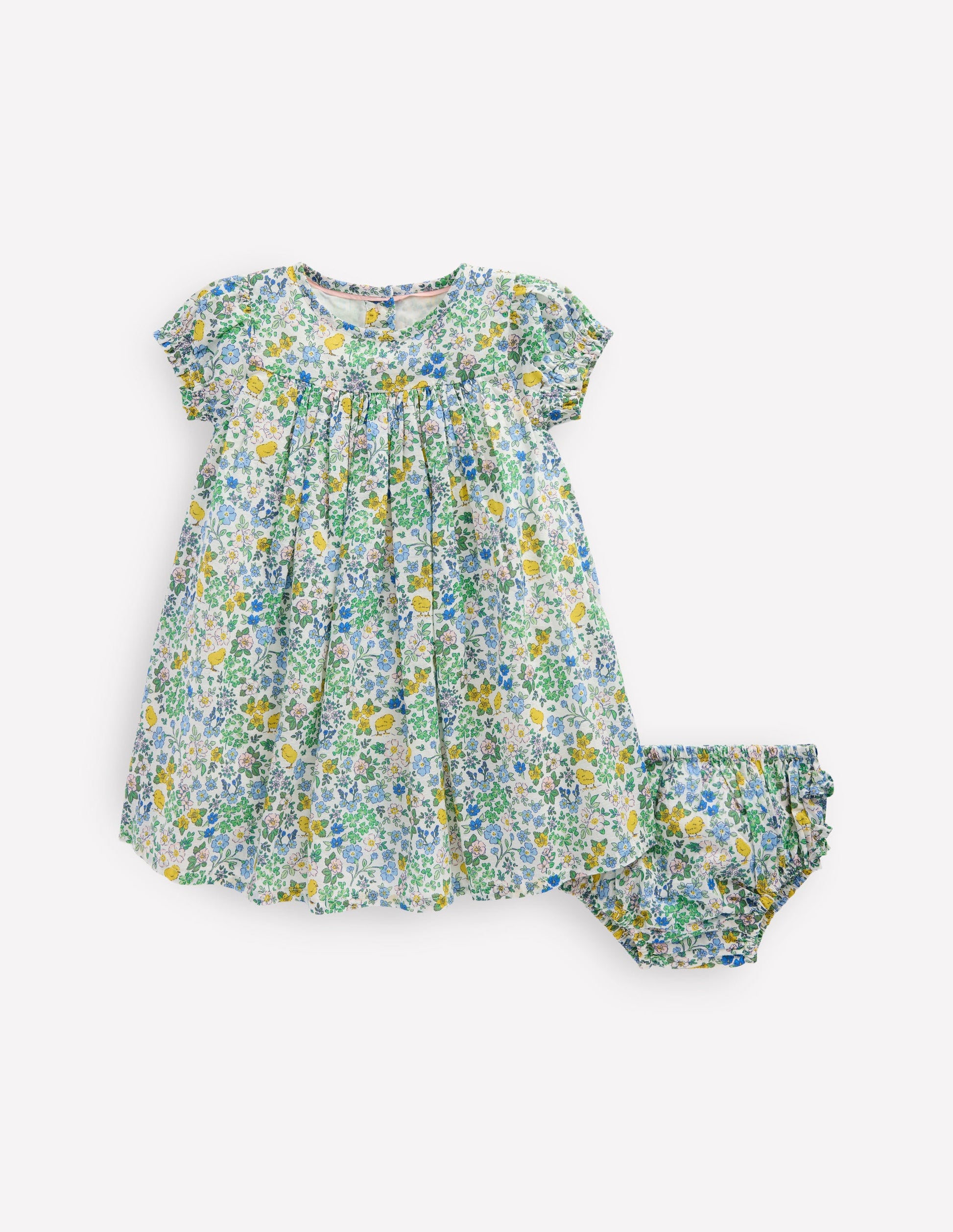 Gathered Woven Dress-Multi Chick Floral-1