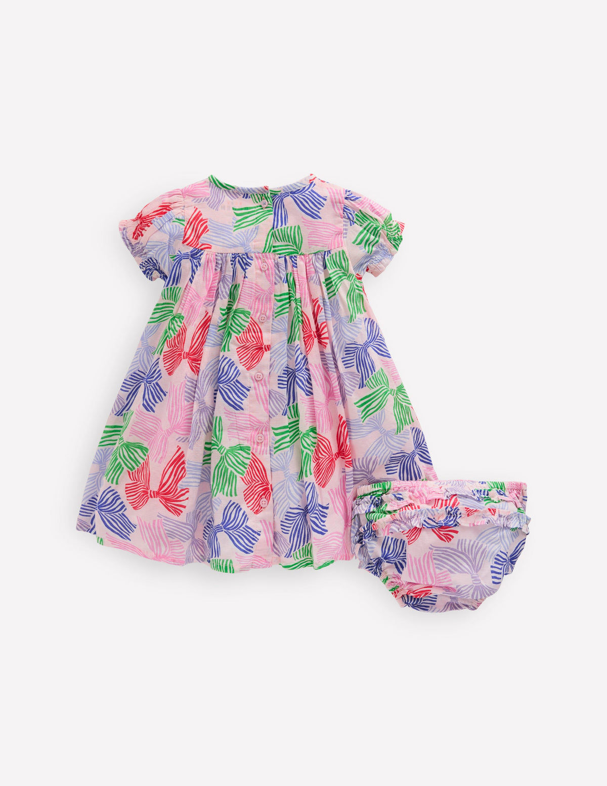 Gathered Woven Dress-French Pink Bows - Image 2