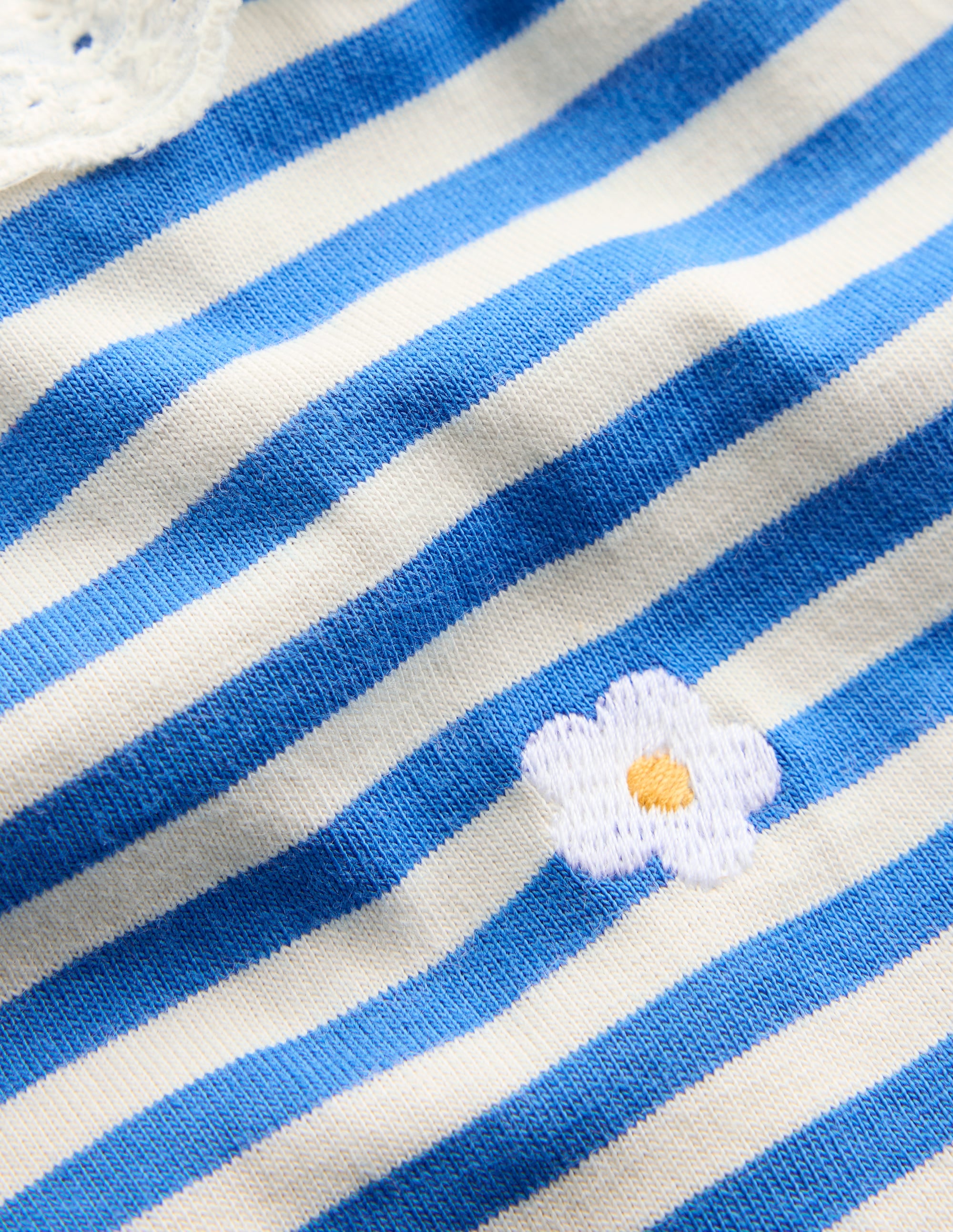 Embroidered Jersey Top-Peacock Plume Blue/ Soft Ivory - Image 3
