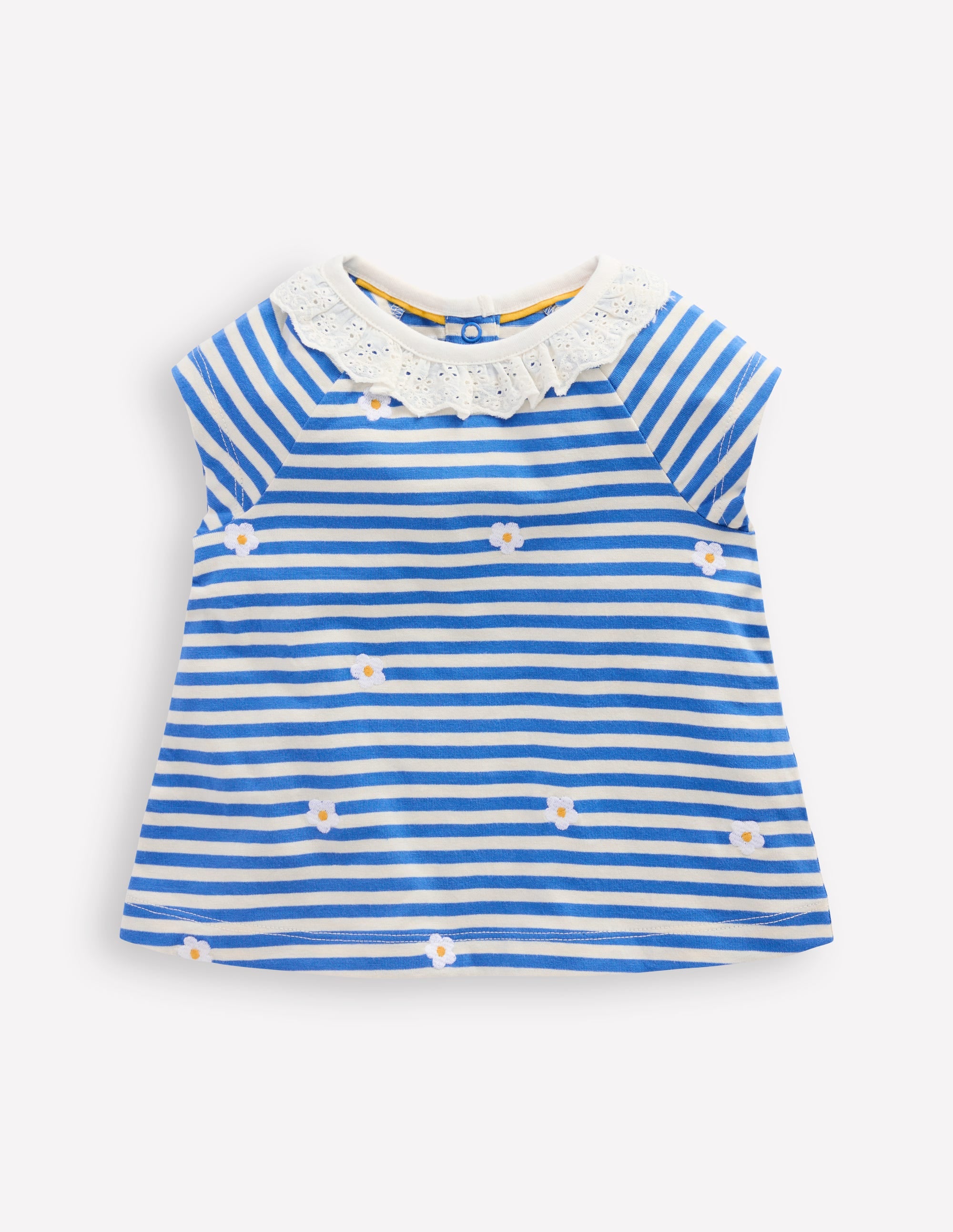 Embroidered Jersey Top-Peacock Plume Blue/ Soft Ivory - Image 1
