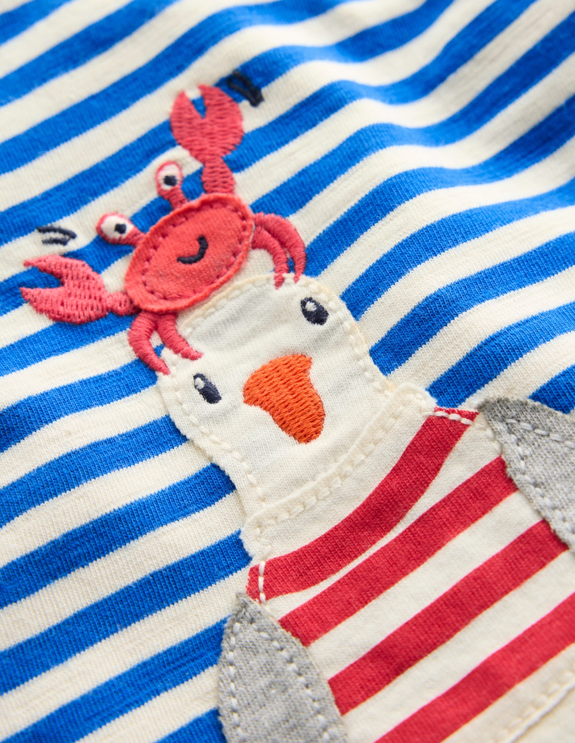 Fun Appliqué T-shirt-Soft Ivory/ Kingfisher Blue - Image 3