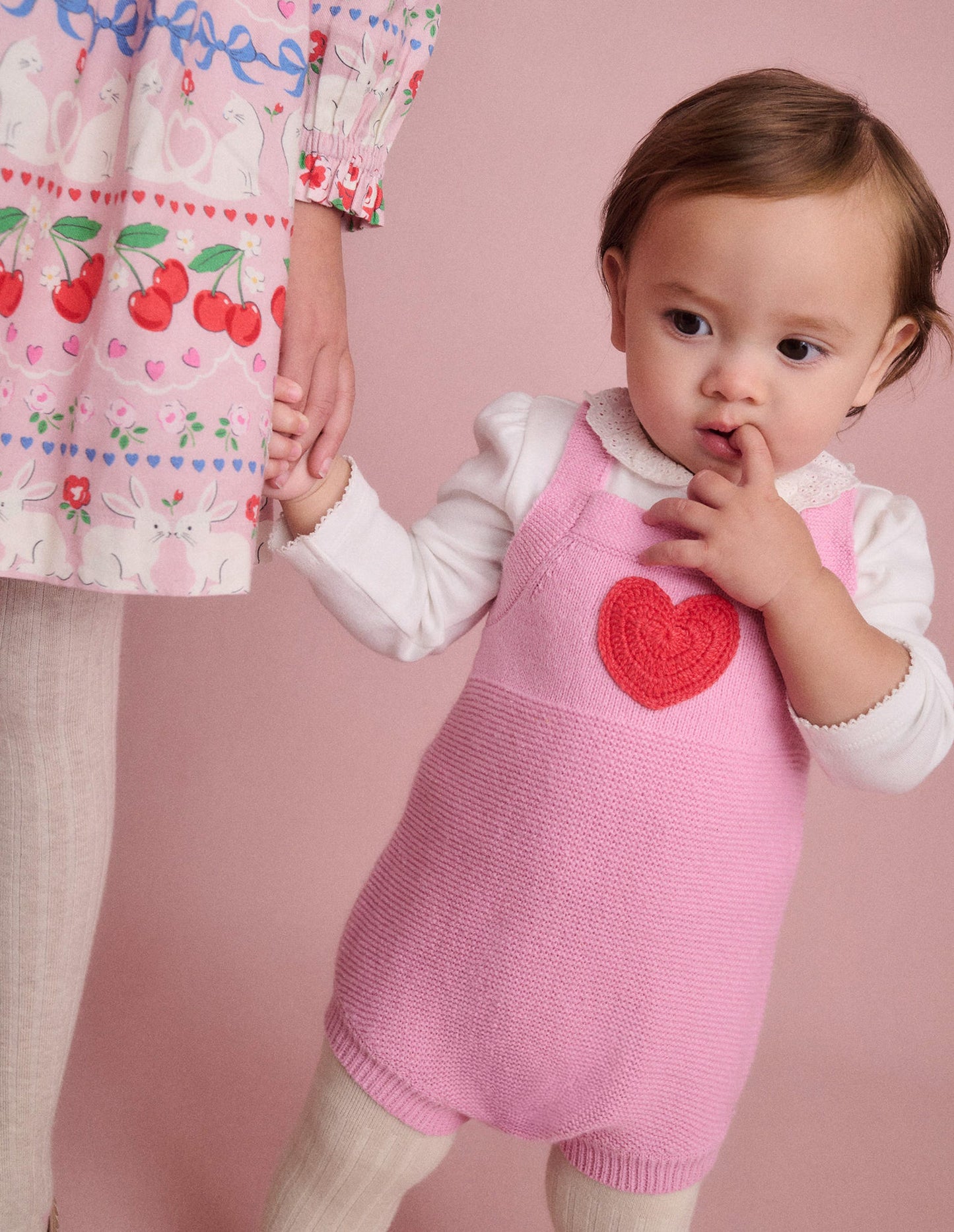 Knitted Romper-Vintage Pink Heart