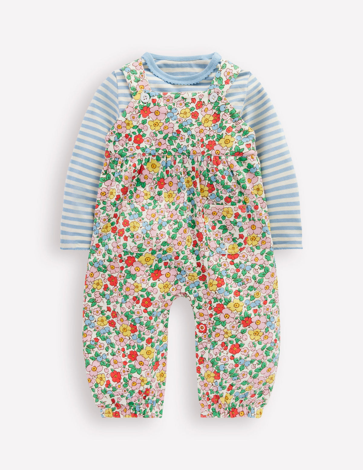 Jersey Overalls Set-Eggnog Apple Blossom - Image 1