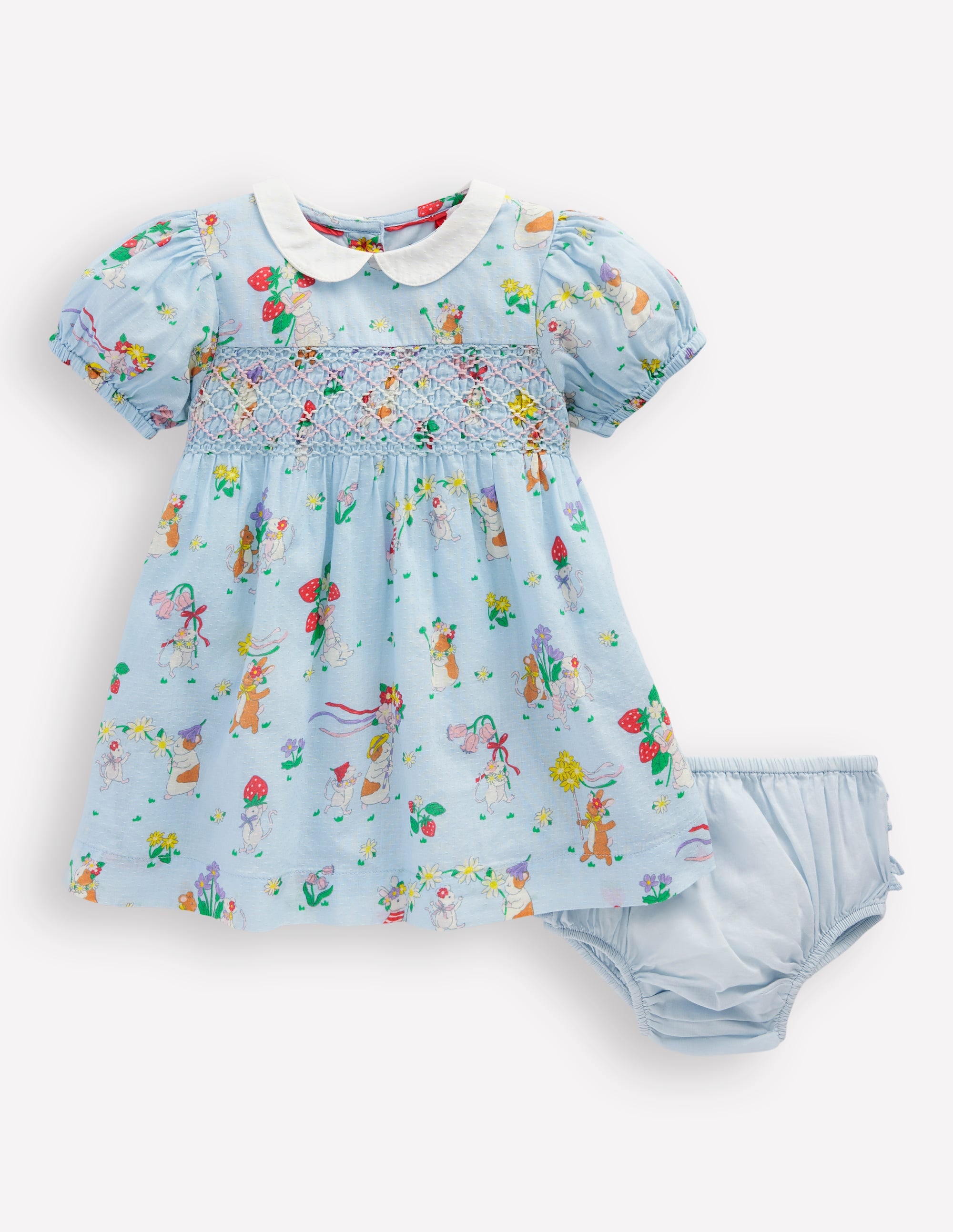 Traditional Smock Dress-Niagara Mist May Day - Image 1