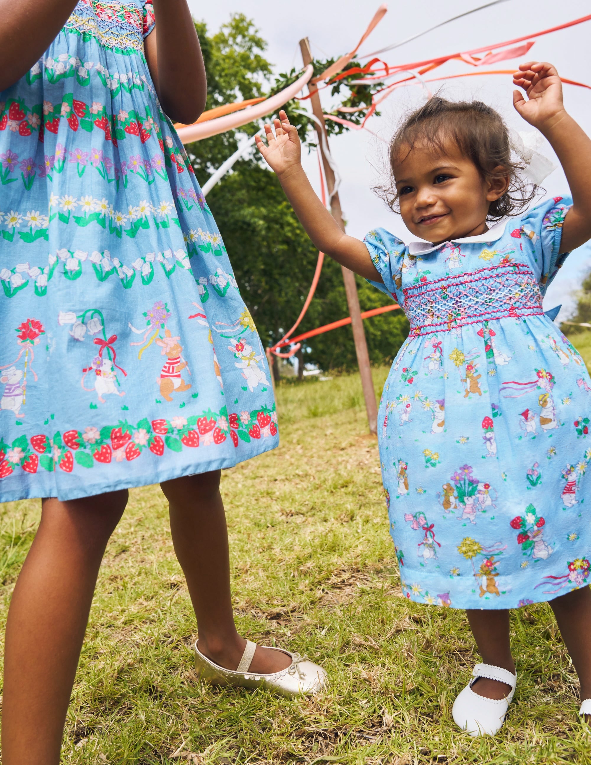 Traditional Smock Dress-Niagara Mist May Day - Image 4