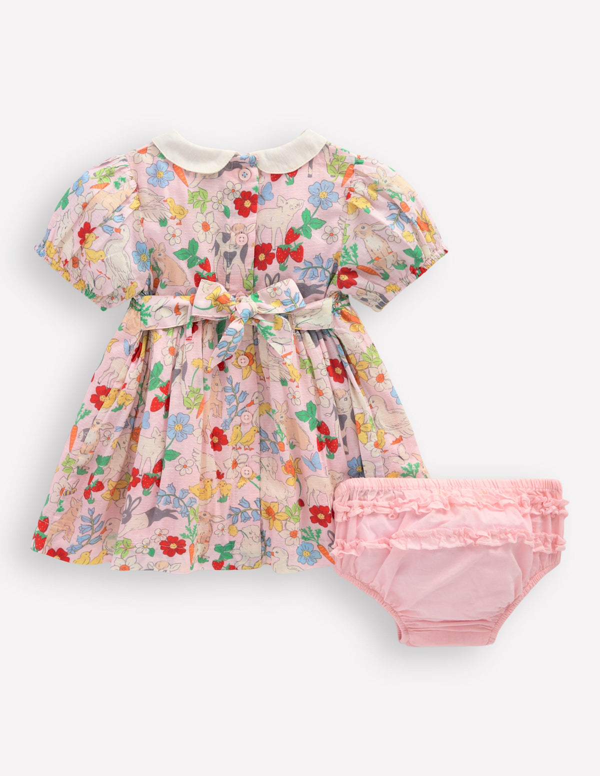 Traditional Smock Dress-French Pink Spring Meadow - Image 1