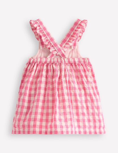 Nostalgic Pinny Dress-Pink Gingham