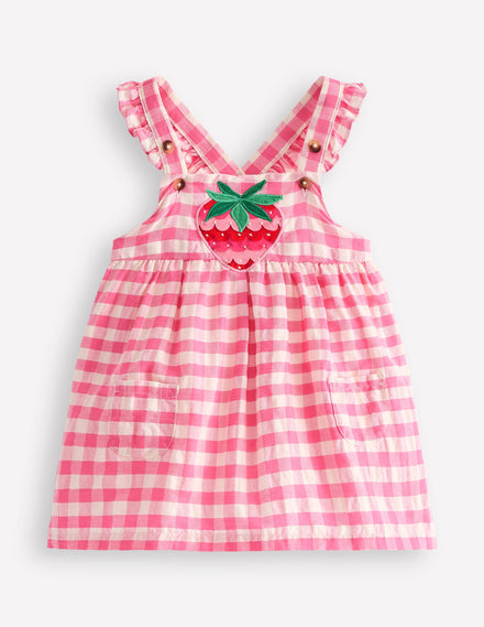 Nostalgic Pinny Dress-Pink Gingham