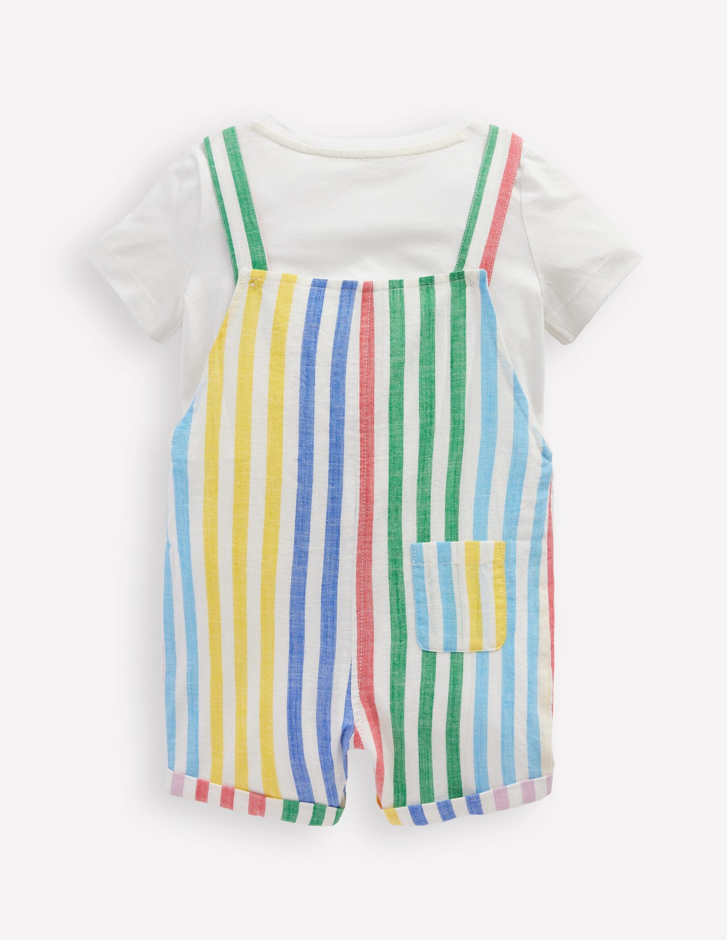 Button Overalls Set-Multi Stripe