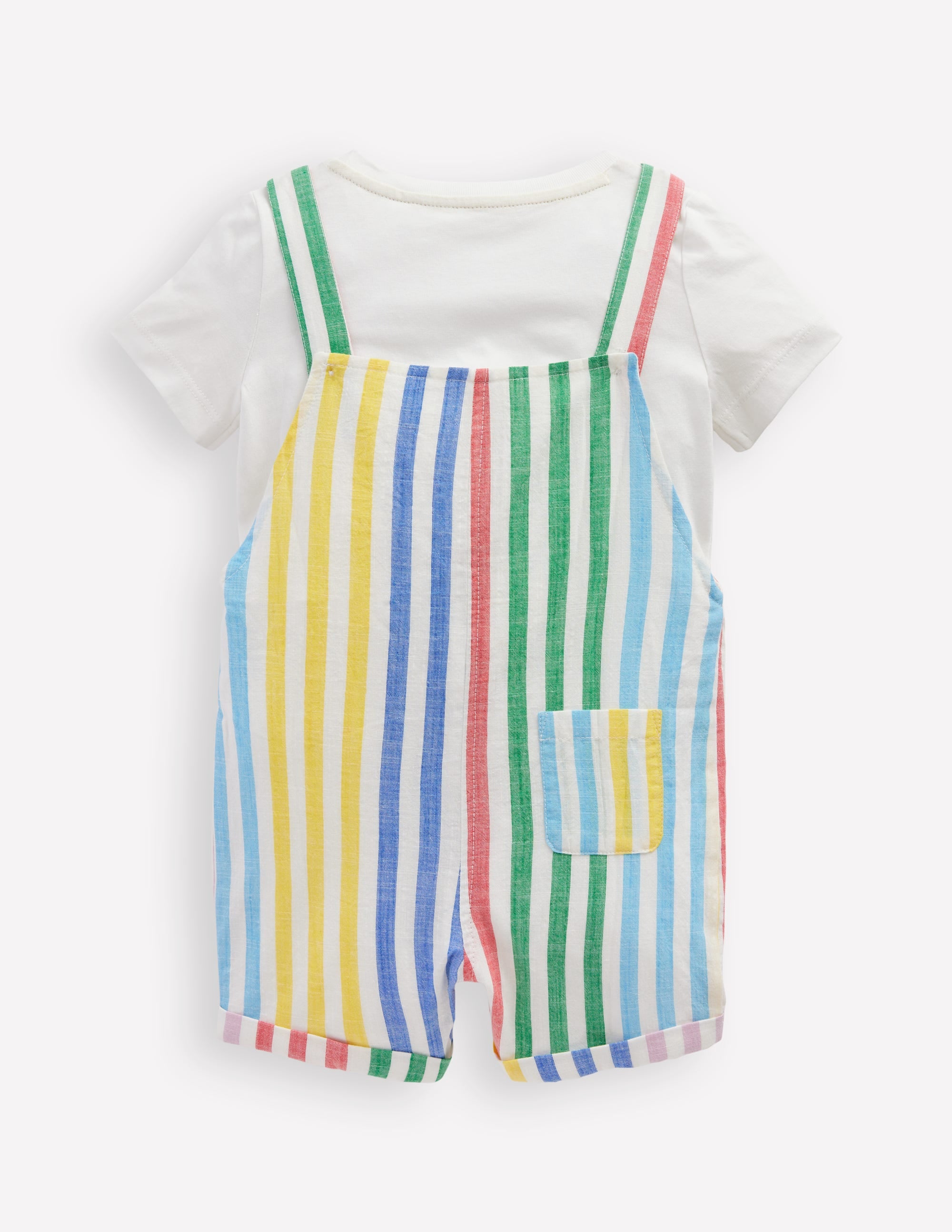 Button Overalls Set-Multi Stripe - Image 2