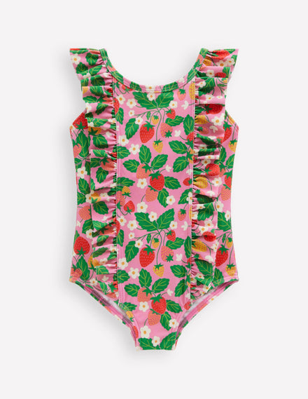 Frilly Swimsuit-Pink Strawberry Patch