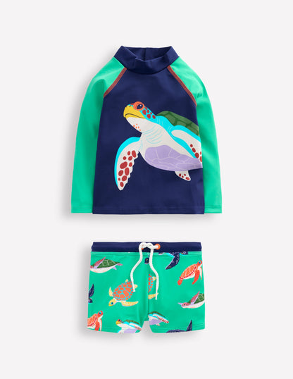 Fun Rash Vest Set-Aquamarine Blue Turtles