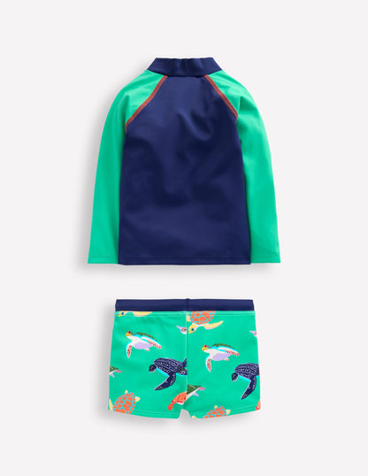 Fun Rash Vest Set-Aquamarine Blue Turtles