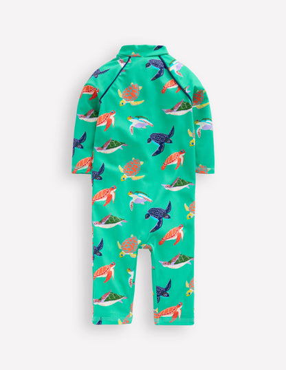 Fun Sun Safe Surfsuit-Aquamarine Blue Turtles