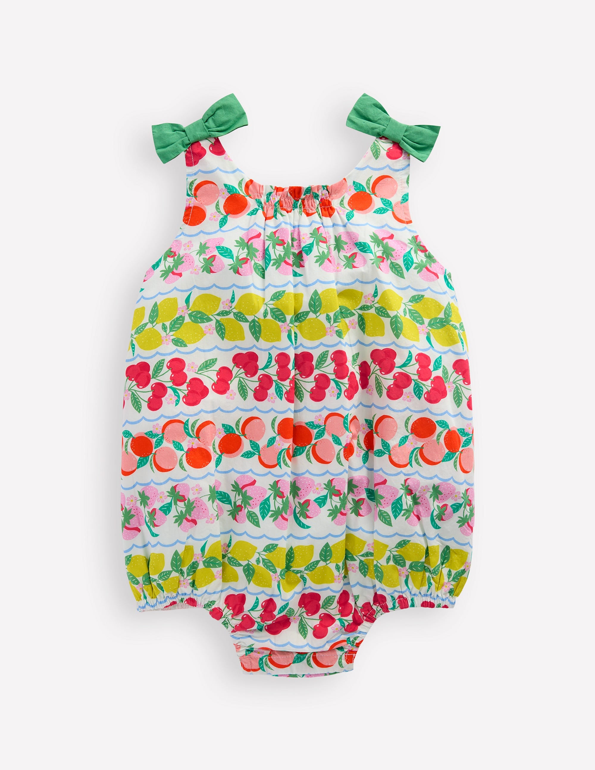 Girls Bubble Romper-Multi Fruit Stripe - Image 1
