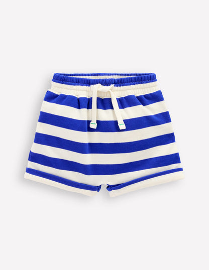 Boys Jersey Shorts-Bright Blue & Soft Ivory