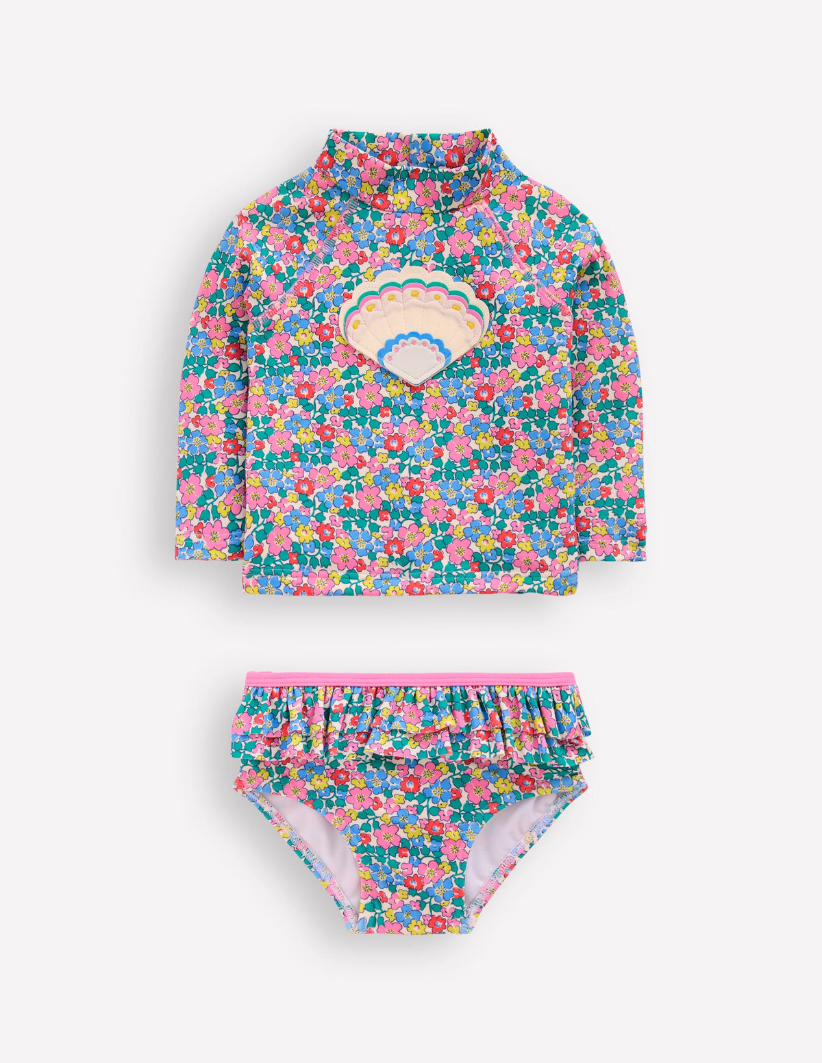 Frilly Rash Vest Set-Multi Flowerbed Shell - Image 1