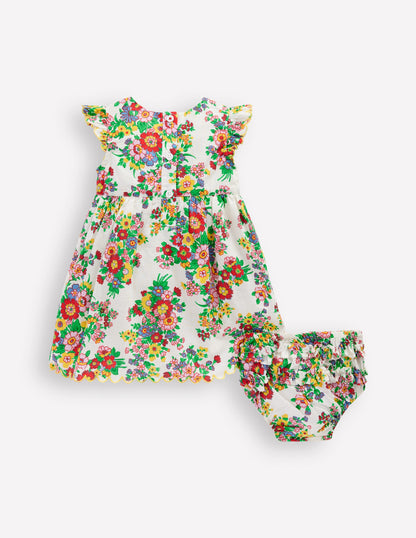 Woven Frill Dress-Multi Floral