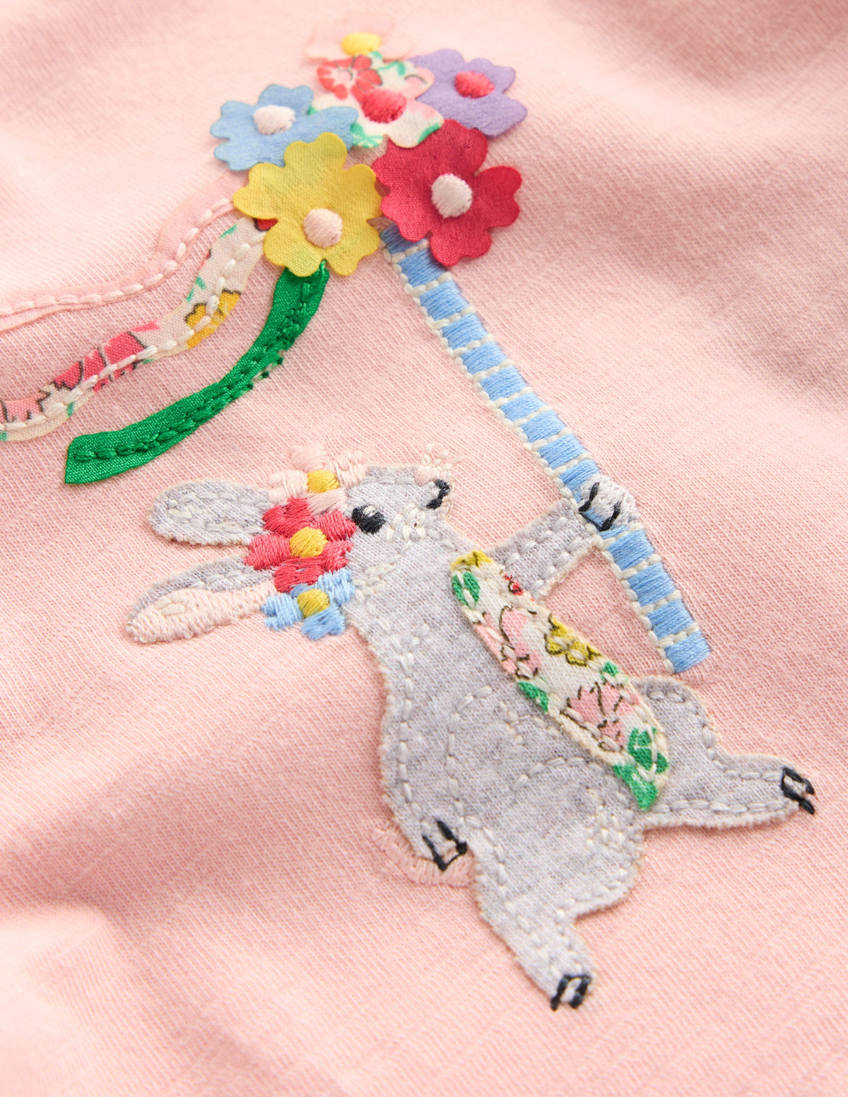 Girls Puff Sleeve Logo T-Shirt-Chalk Pink May Day Bunny - Image 3