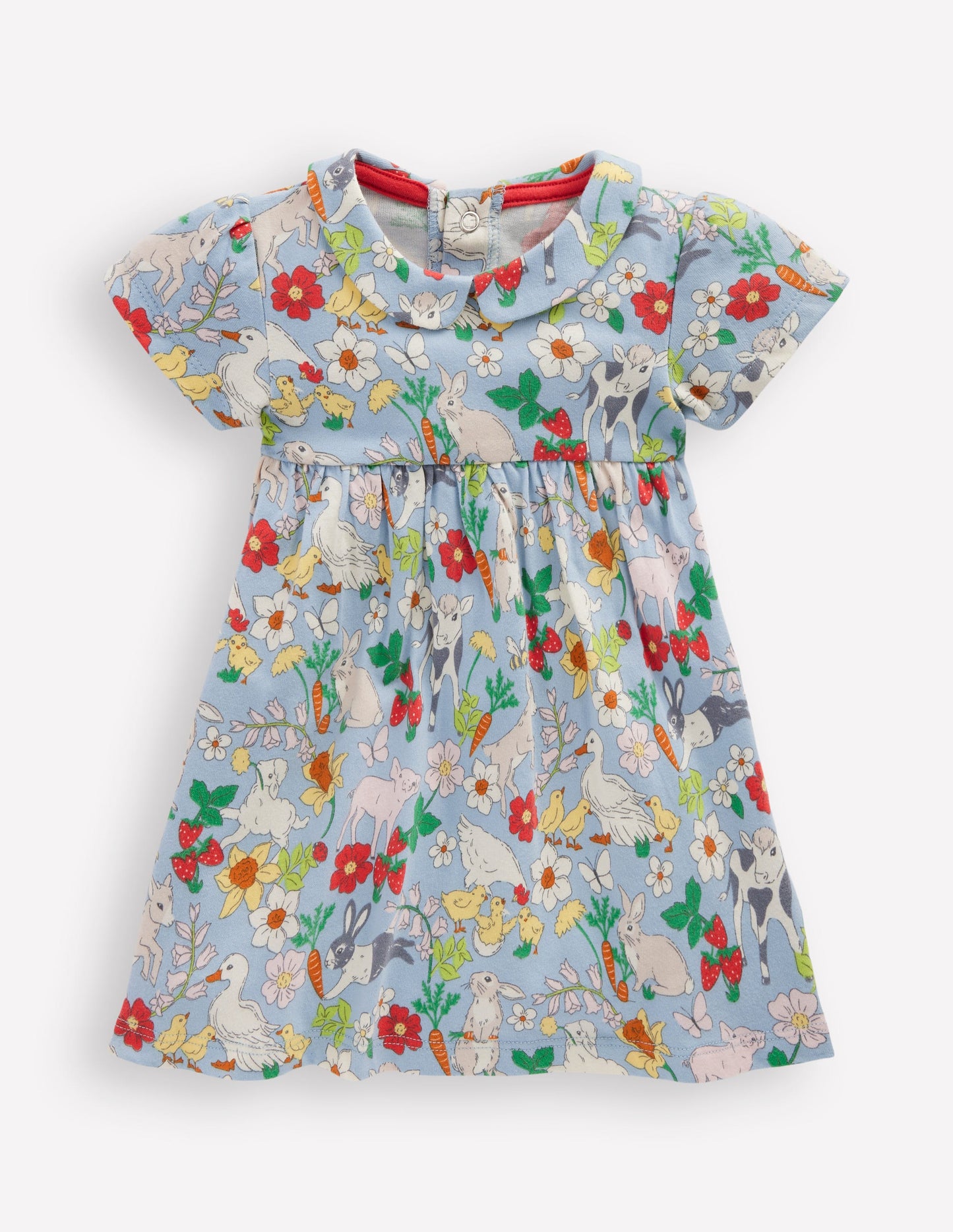 Jersey Peter Pan Collar Dress-Misty Blue Spring Meadow