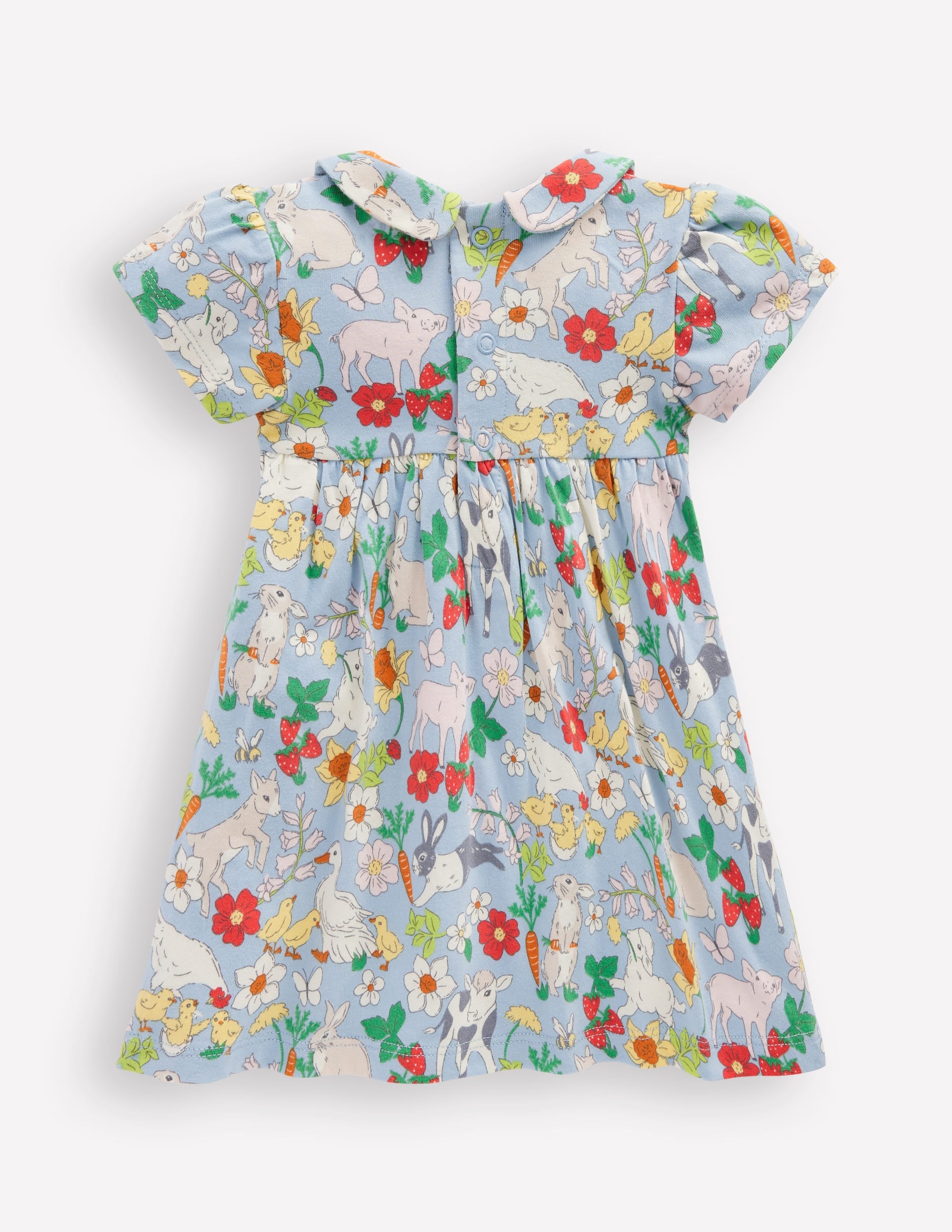 Jersey Peter Pan Collar Dress-Misty Blue Spring Meadow - Image 2