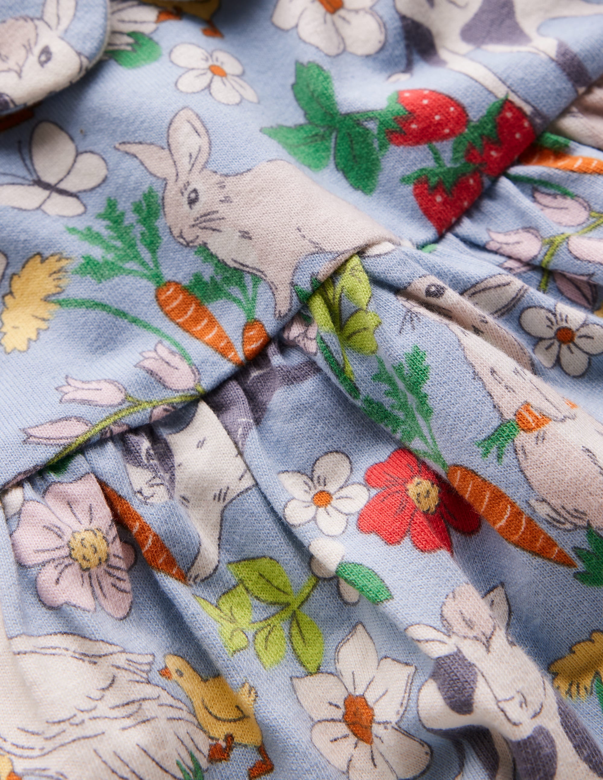 Jersey Peter Pan Collar Dress-Misty Blue Spring Meadow - Image 3