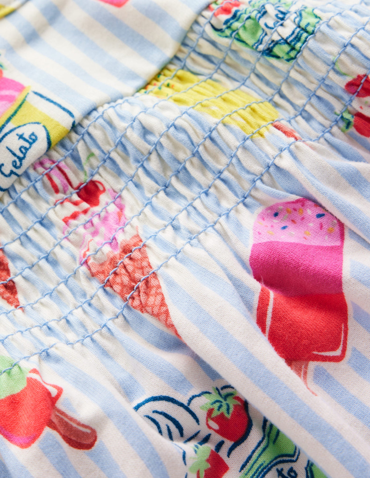 Shirred Jersey Dress-Blue Ice Creams - Image 3