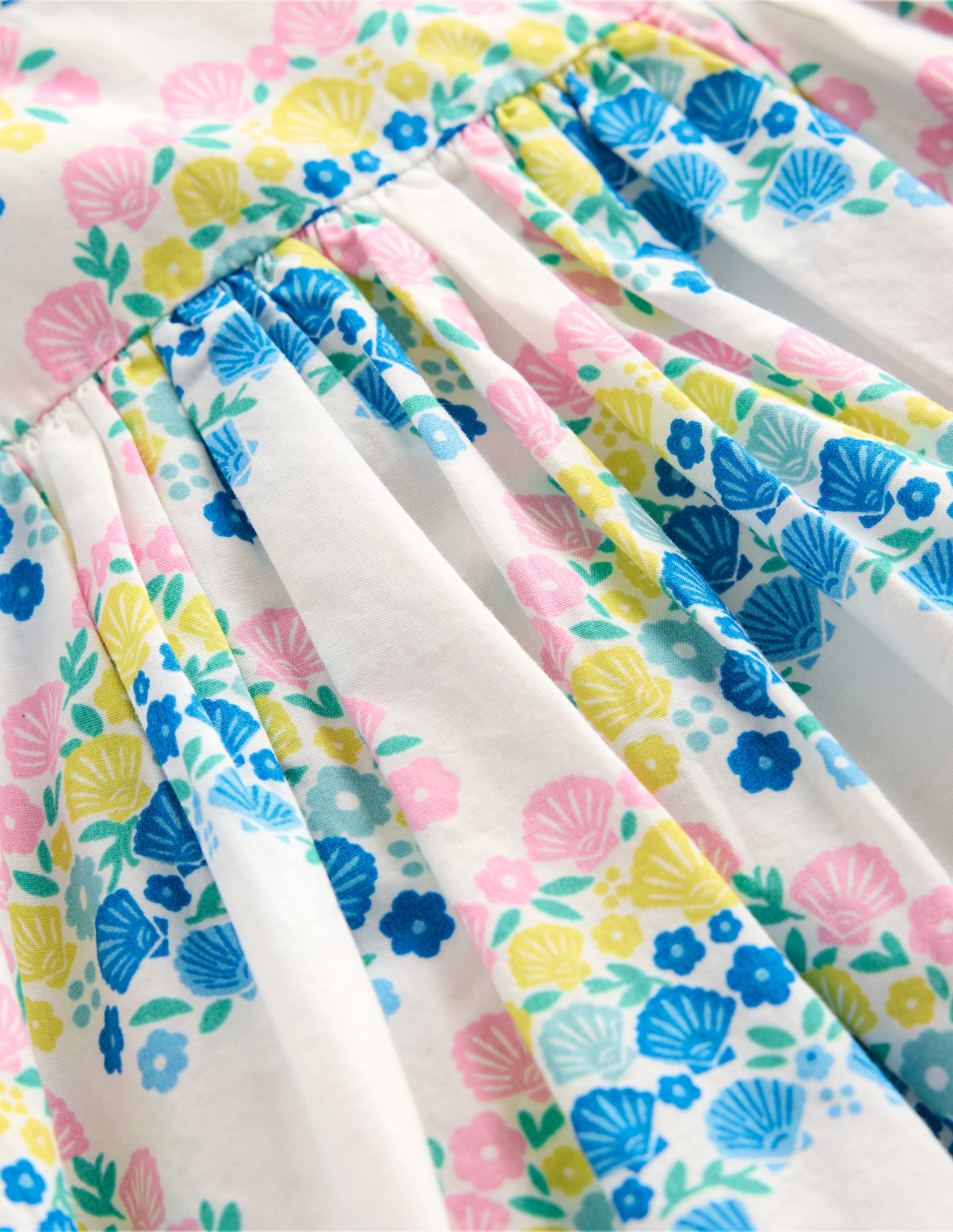 Gathered Woven Dress-Coconut Milk Rainbow Shells - Image 3