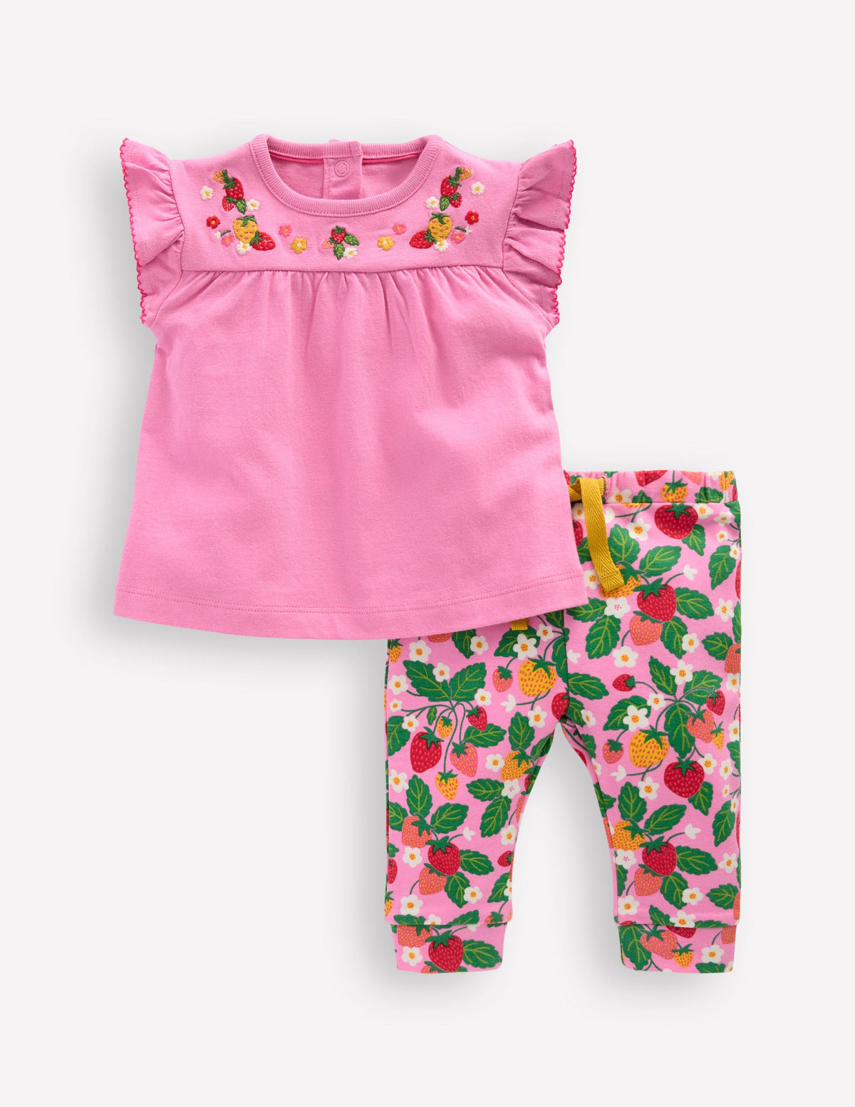 Embroidered Jersey Set-Vintage Mauve Strawberries - Image 1