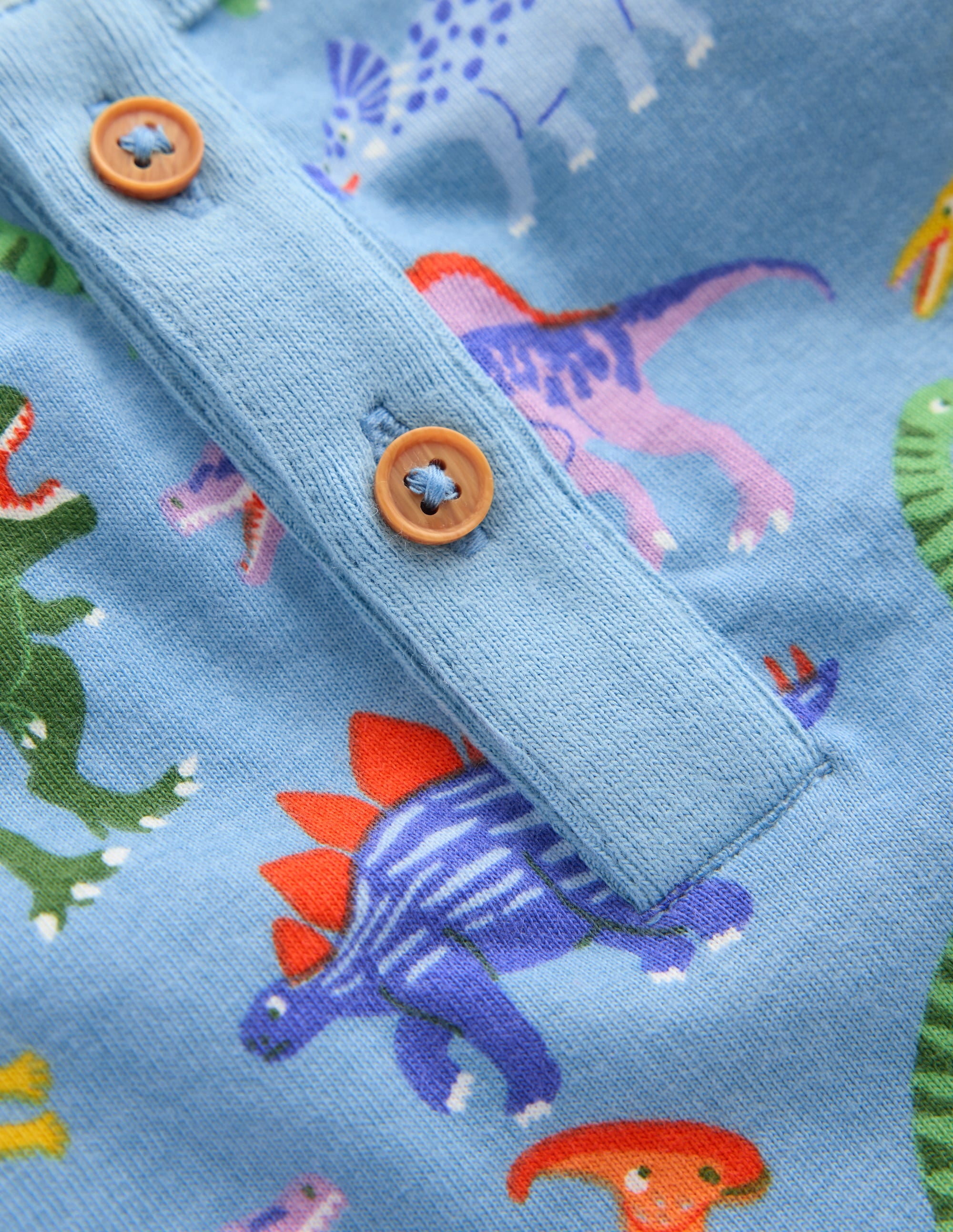 Short Sleeve Printed Play Set-Vintage Blue Dinosaurs - Image 3