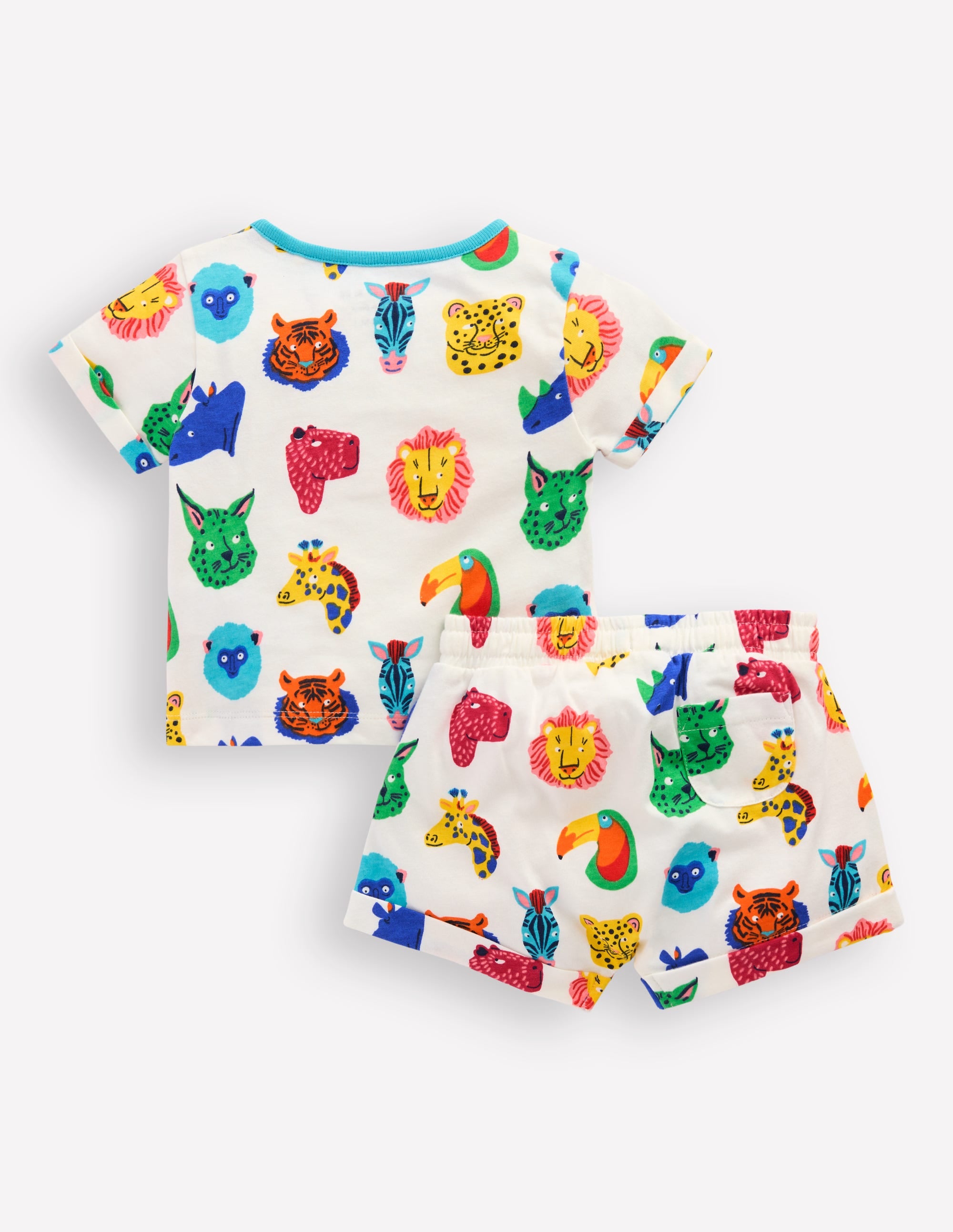 Short Sleeve Printed Play Set-Multi Jungle Faces - Image 5