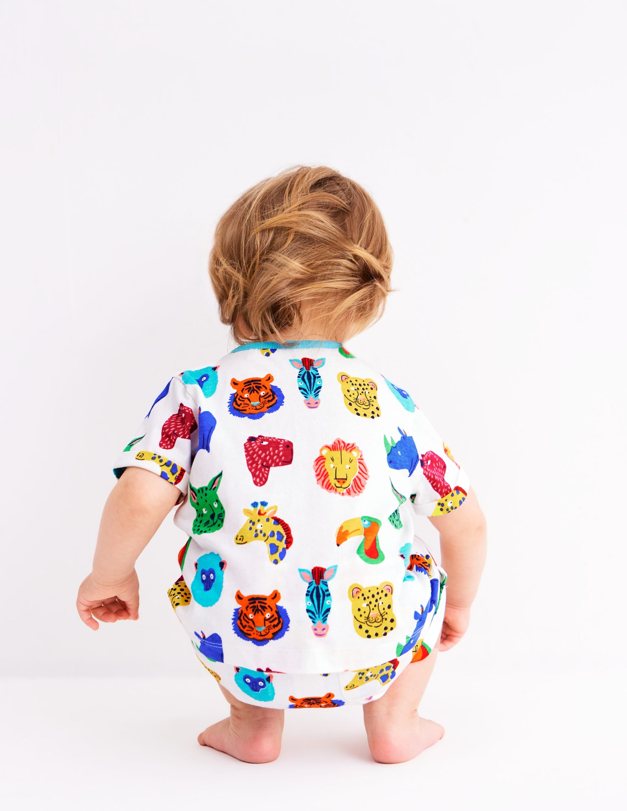 Short Sleeve Printed Play Set-Multi Jungle Faces - Image 2