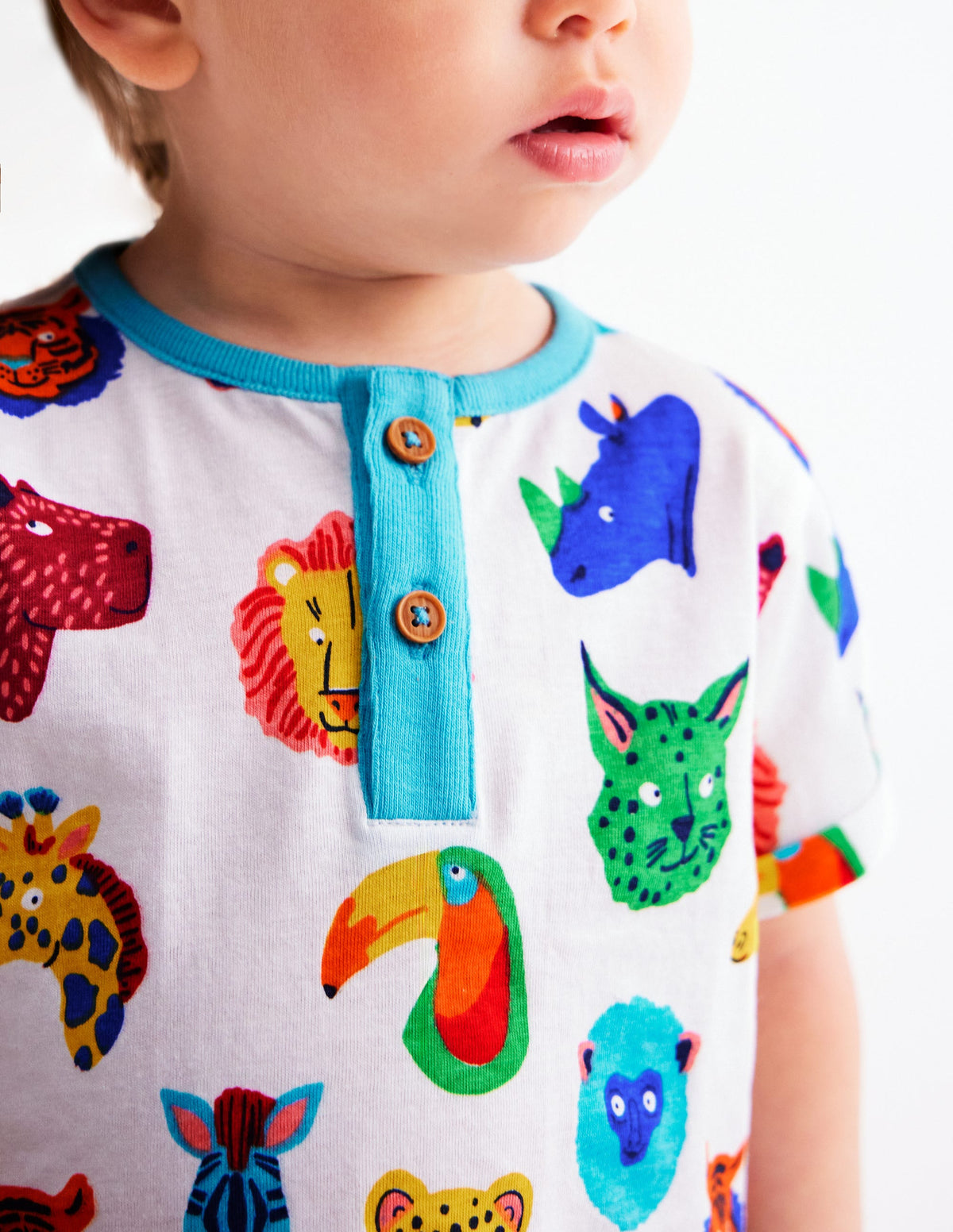 Short Sleeve Printed Play Set-Multi Jungle Faces - Image 3