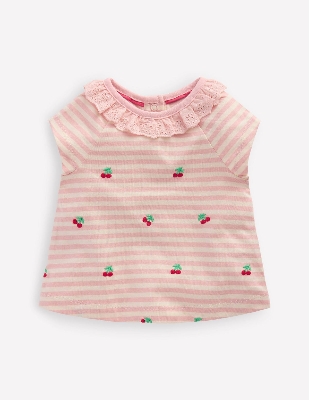 Embroidered Jersey Top-Soft Ivory/ Chalk Pink - Image 1