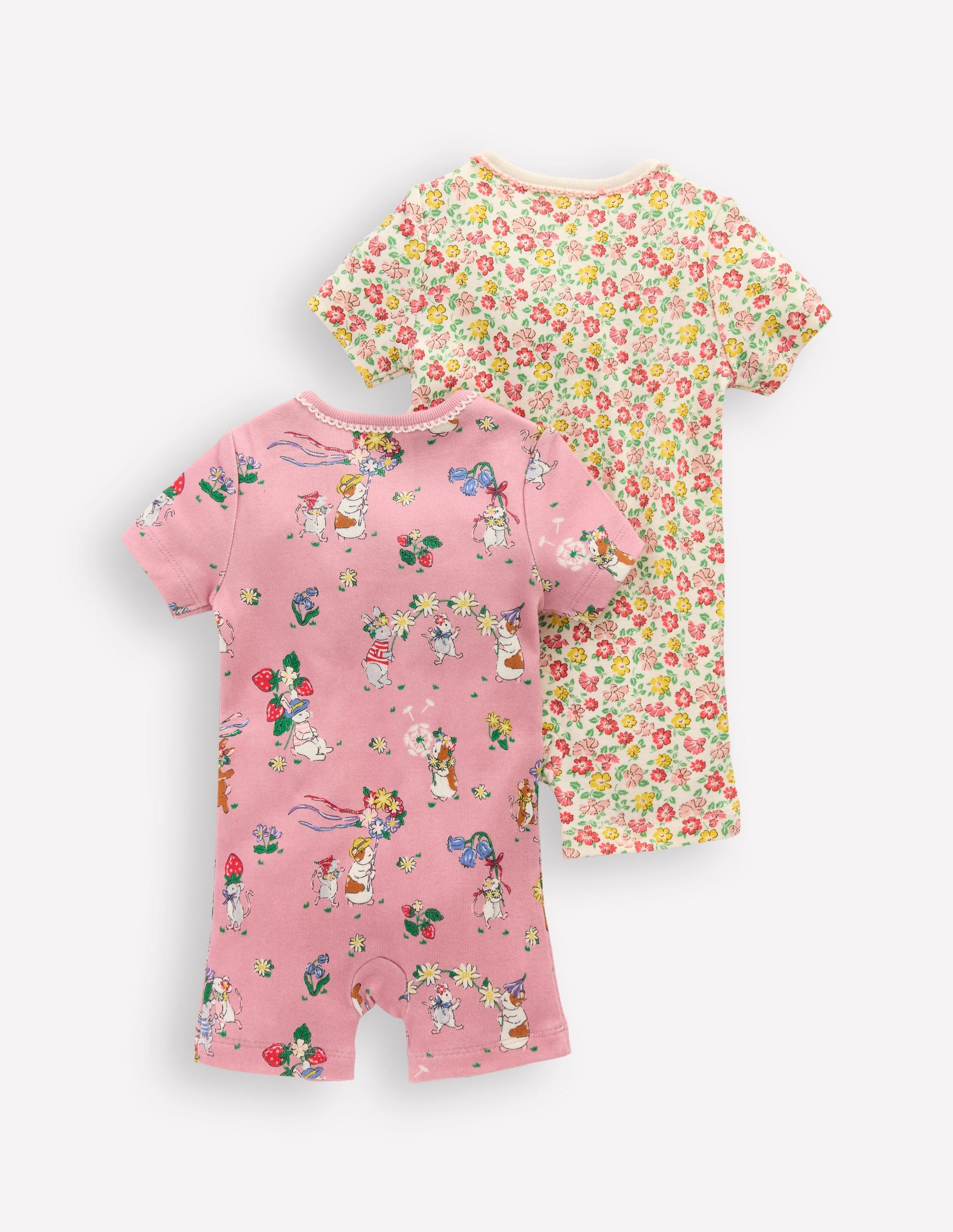 Twin Pack Short Rompers-Multi Summer Flowerbed-5
