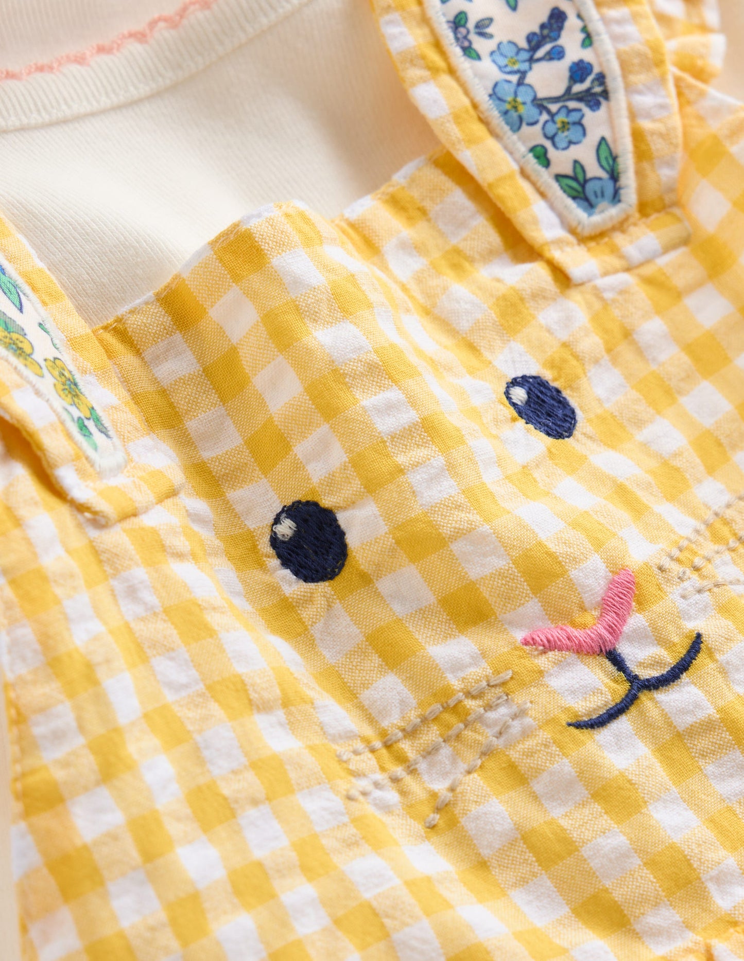 Novelty Pinny Dress Set-Yellow Gingham Bunny