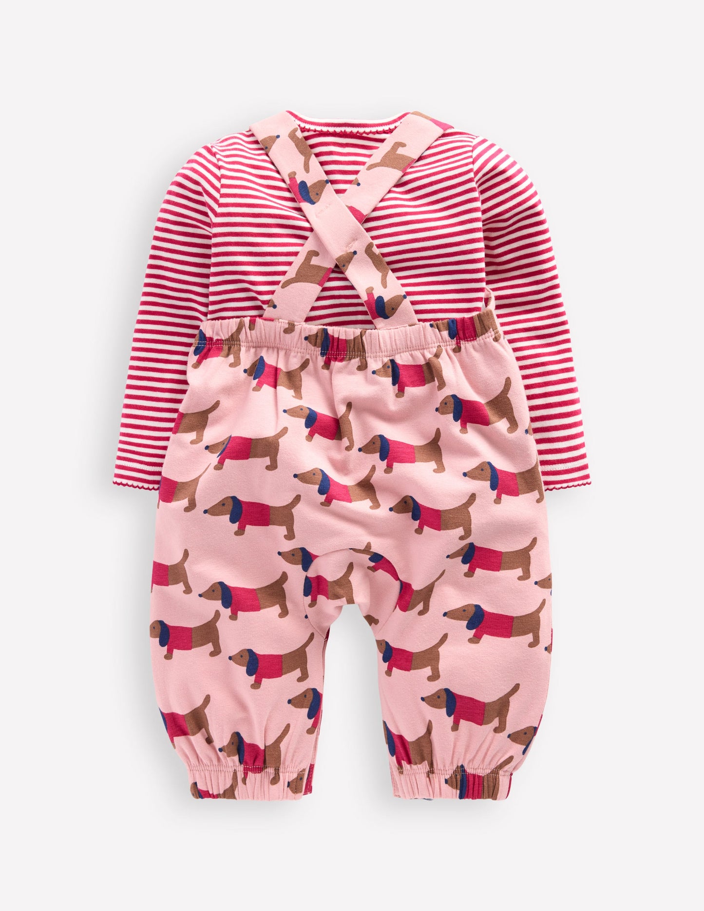 Jersey Overalls Set-Pink Sausage Dogs